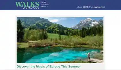 Screenshot of the header area of a recent Walks Worldwide e-newsletter.