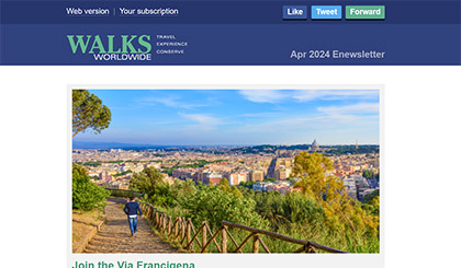 Screenshot of the header area of a recent Walks Worldwide e-newsletter.
