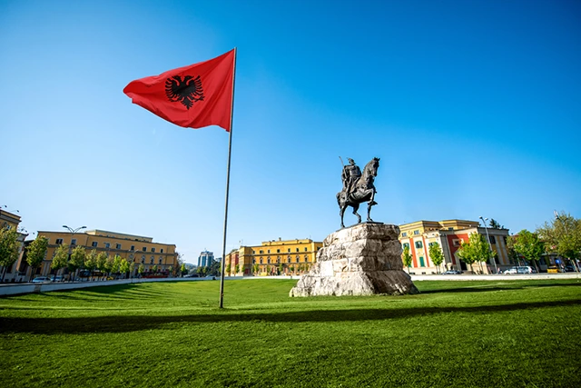Skanderbeg Square in Tirana, Albania