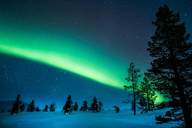 Northern lights in Finland during winter