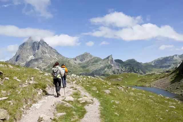 Hikers at Midi D'Ossau in the French Pyrenees