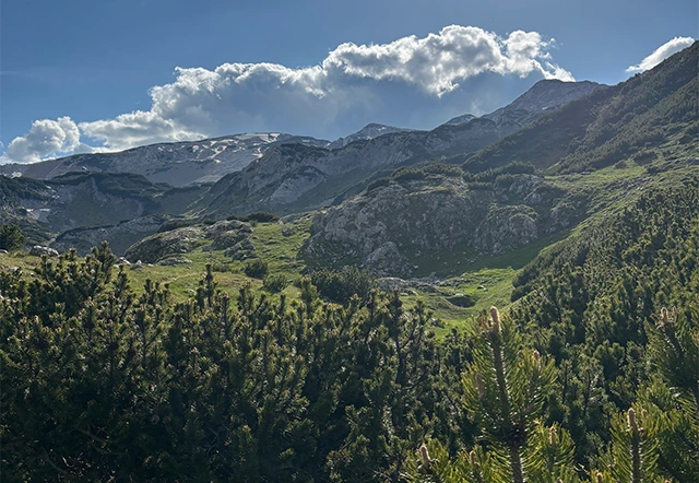 Valley on the desvent from Crvena Greda in Durmitor National Park, Montenegro.