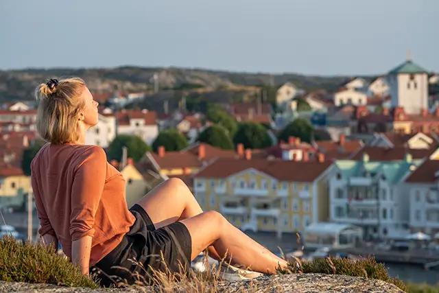 Female hiker relaxing in Sweden
