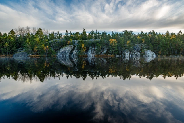Reflection of Sörmlandsleden Lake in Sweden