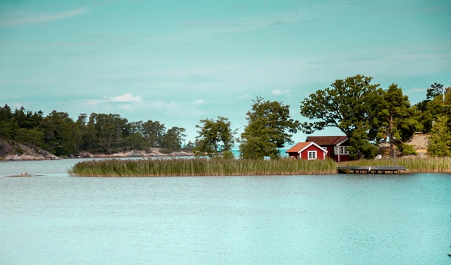 Traditional red houses in Uto, Sweden