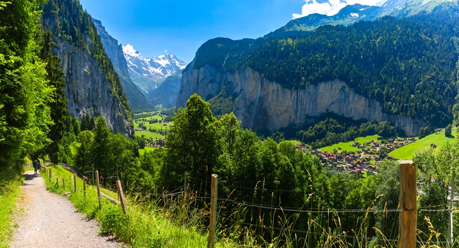 Hiking trail in Wengen, Bernese Oberland, Switzerland