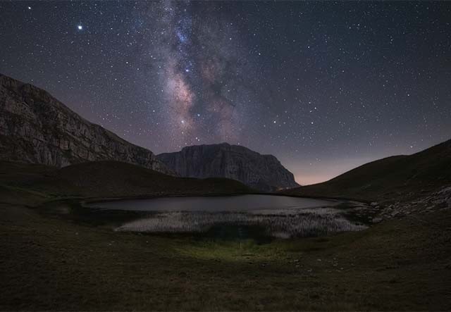Night sky over Tymfi in Greece