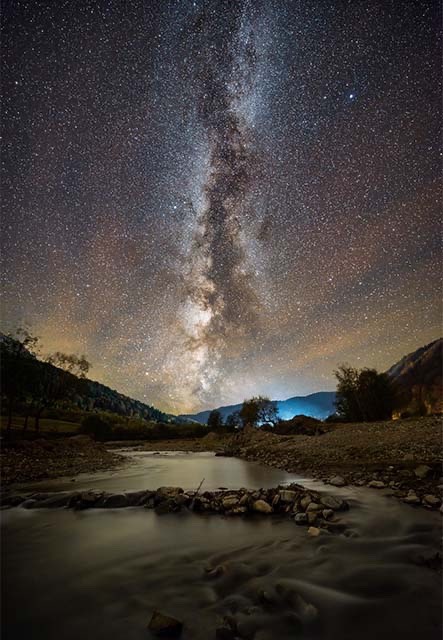 Milky way over Piatra Craiului in Romania