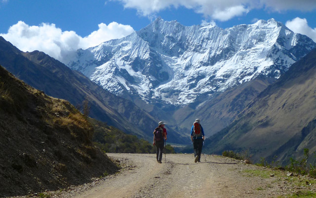 Hikers on the Salkantay trek in Peru