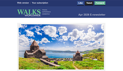 Screenshot of the header area of a recent Walks Worldwide e-newsletter.