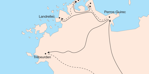 Route map for Brittany's Pink Granite Coast - Short Break