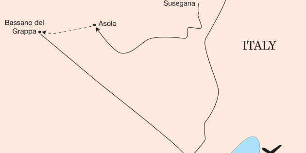 Route map for Walking Trails & Wine of the Prosecco Hills
