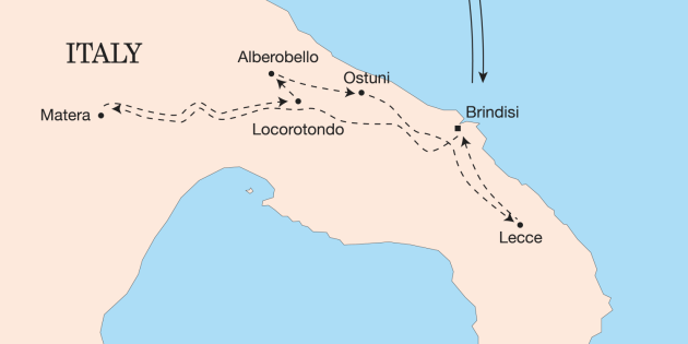 Route map for Walking Trails of Puglia