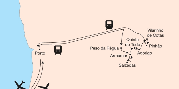 Route map for Douro Valley Walk & Wine Discovery