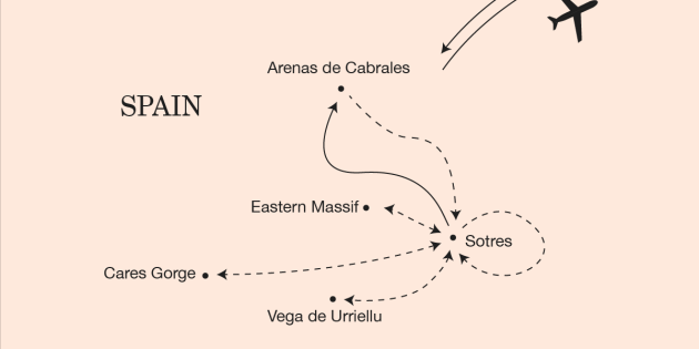 Route map for Picos de Europa Hiking Adventure