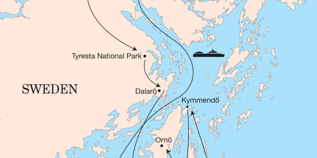 Route map for Hiking the Stockholm Archipelago