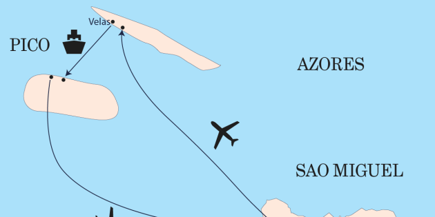 Route map for Three Island Azores Hiking Journey