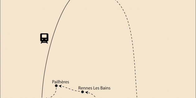 Route map for Footsteps of the Cathars: Carcassonne to Quillan