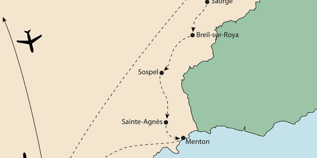 Route map for Maritime Alps & the Mediterranean