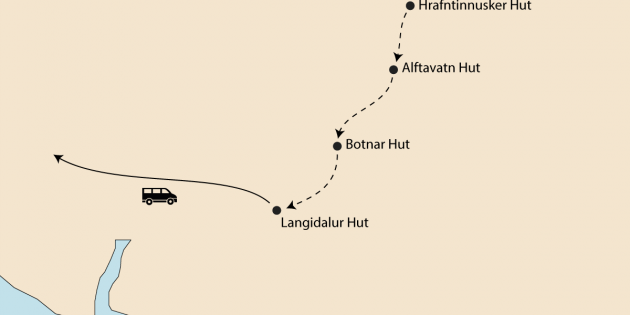 Route map for Iceland's Laugavegur Trek