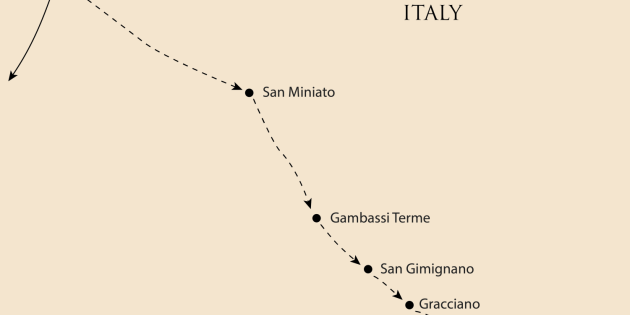 Route map for Via Francigena - From Lucca to Siena