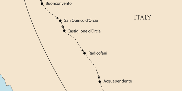 Route map for Via Francigena - From Siena to Montefiascone