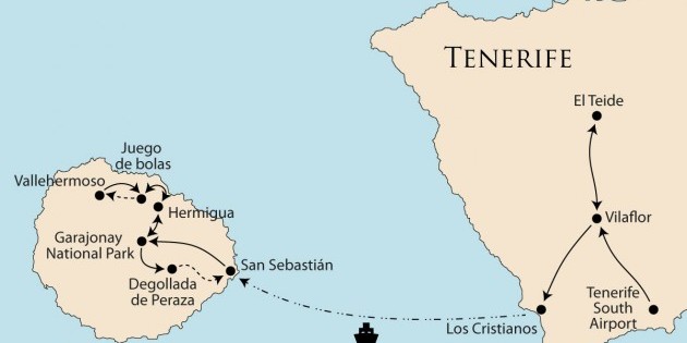 Route map for Trails of Tenerife & La Gomera