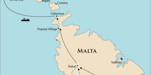 Route map for Malta Walks: Guardians of the Knights Path