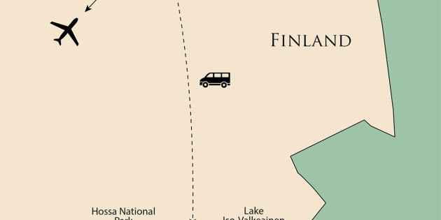 Route map for Snowshoe in Wild Finland