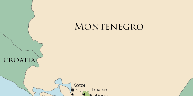 Route map for Coastal Treks of Montenegro