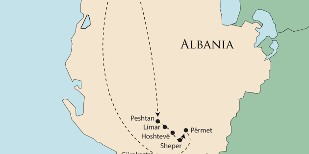 Route map for Hiking Albania’s Zagoria Valley