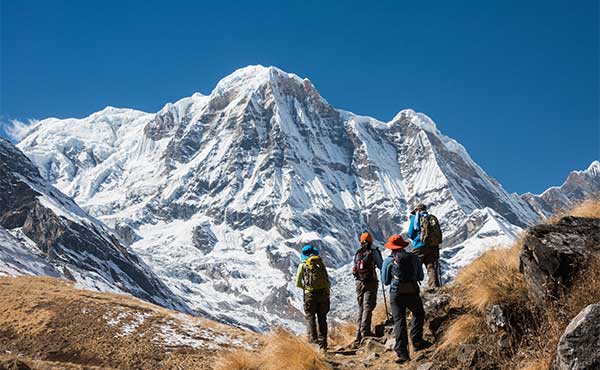 Group of hikers in Annapurna, Nepal