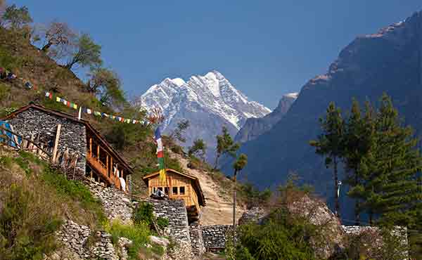 Village in Annapurna mountain range in Nepal