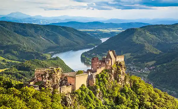 Aggstein Castle ruins in Wachau Valley, Austria