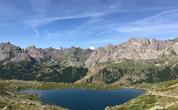 The French Alps surrounding Laramon Lake.