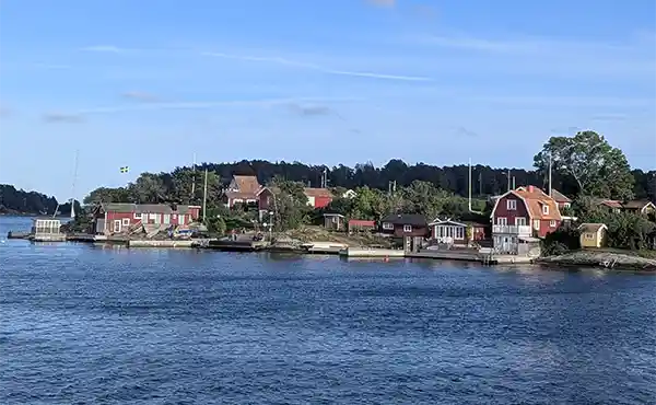 Views from the ferry in the Stockholm Archipelago in Sweden.