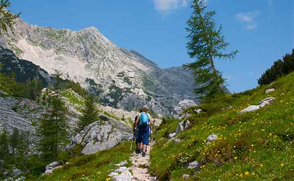 Hikers in Triglav National Park in Slovenia