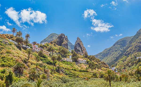A village on the cliffs of La Gomera in the Canary Islands