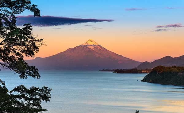 Osorno volcano and Lake Ilanquihue in Chile