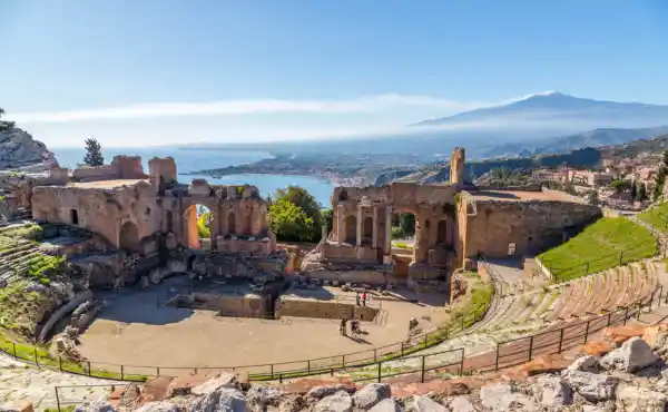 View of an amphitheatre in Greece.